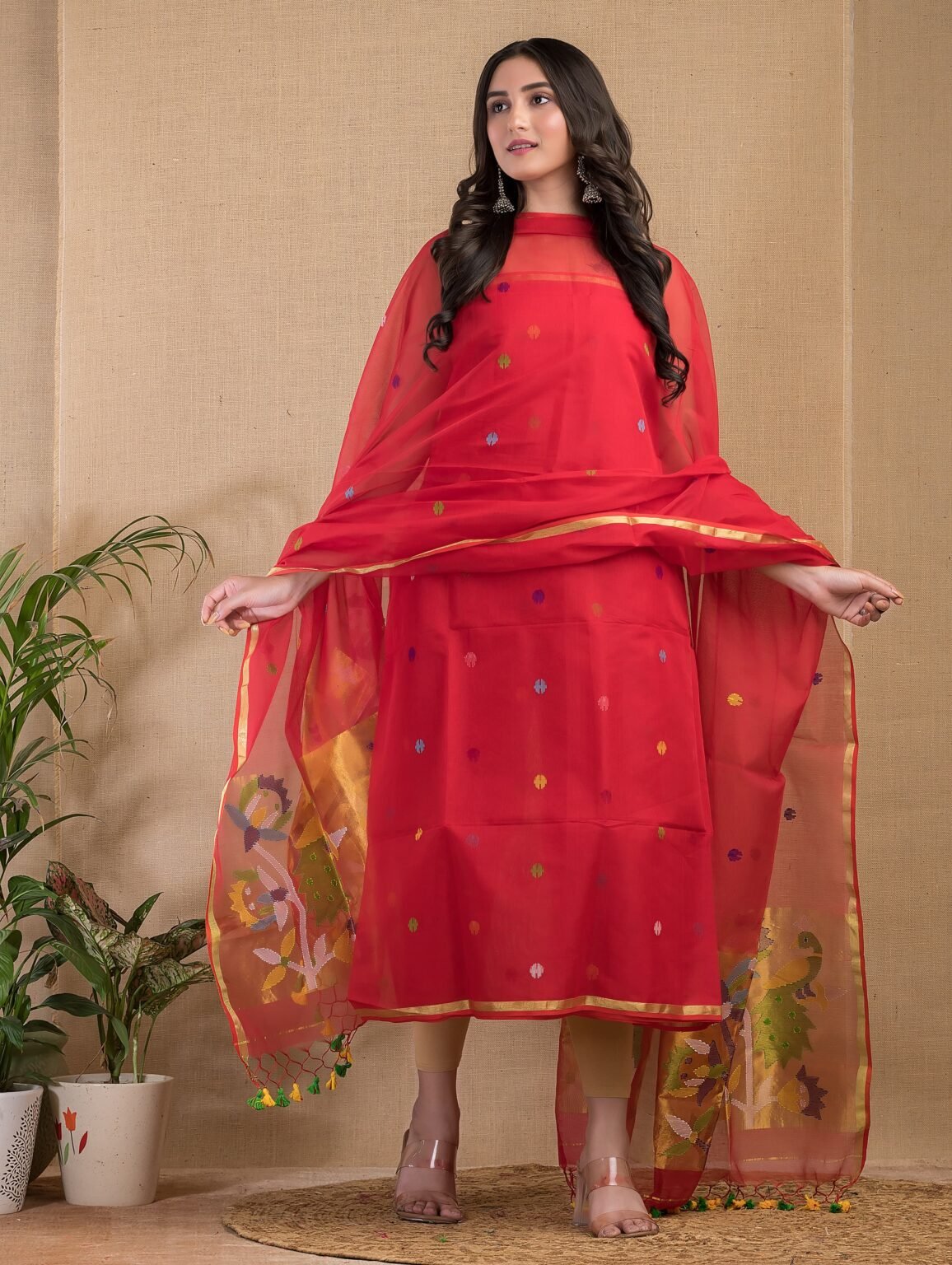 Maslin paithani jamdani suits